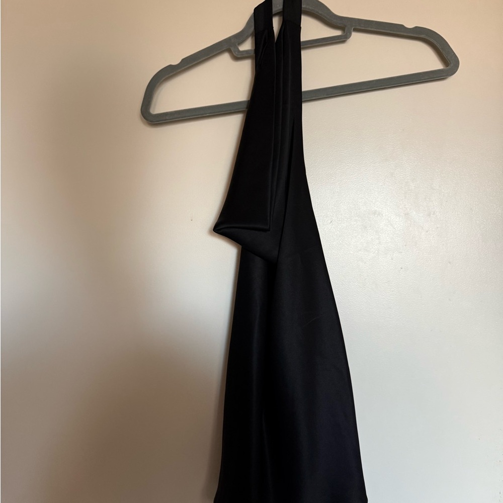 Aritzia Cecilia Top Black Satin Halter Cowl Neck Top - Picture 2 of 3